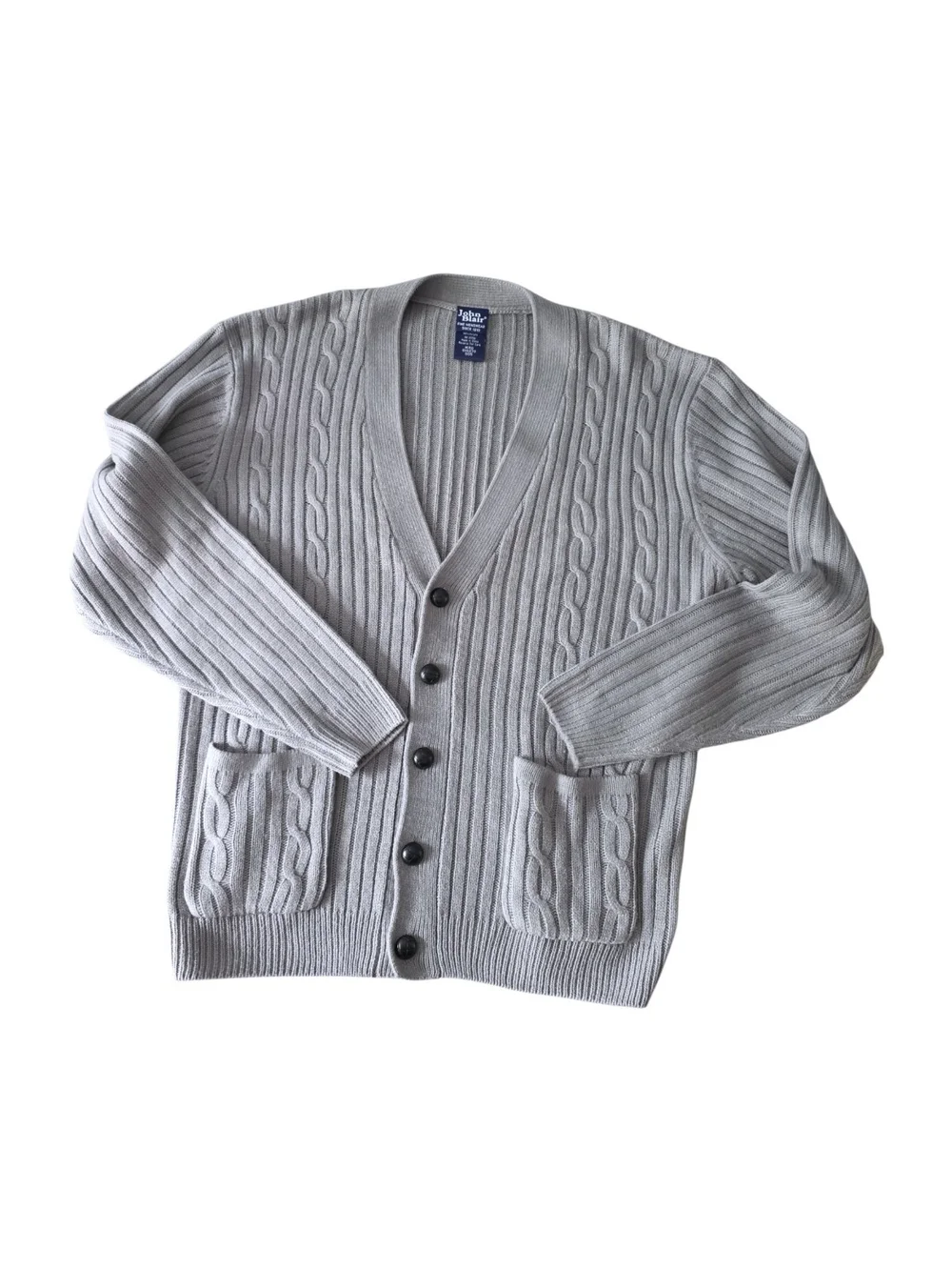 Vintage John Blair Gray Cable Knit Cardigan GrandpaCore Men's M